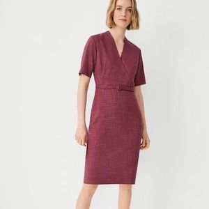 The Wrap Belted Sheath Dress in Cross Weave